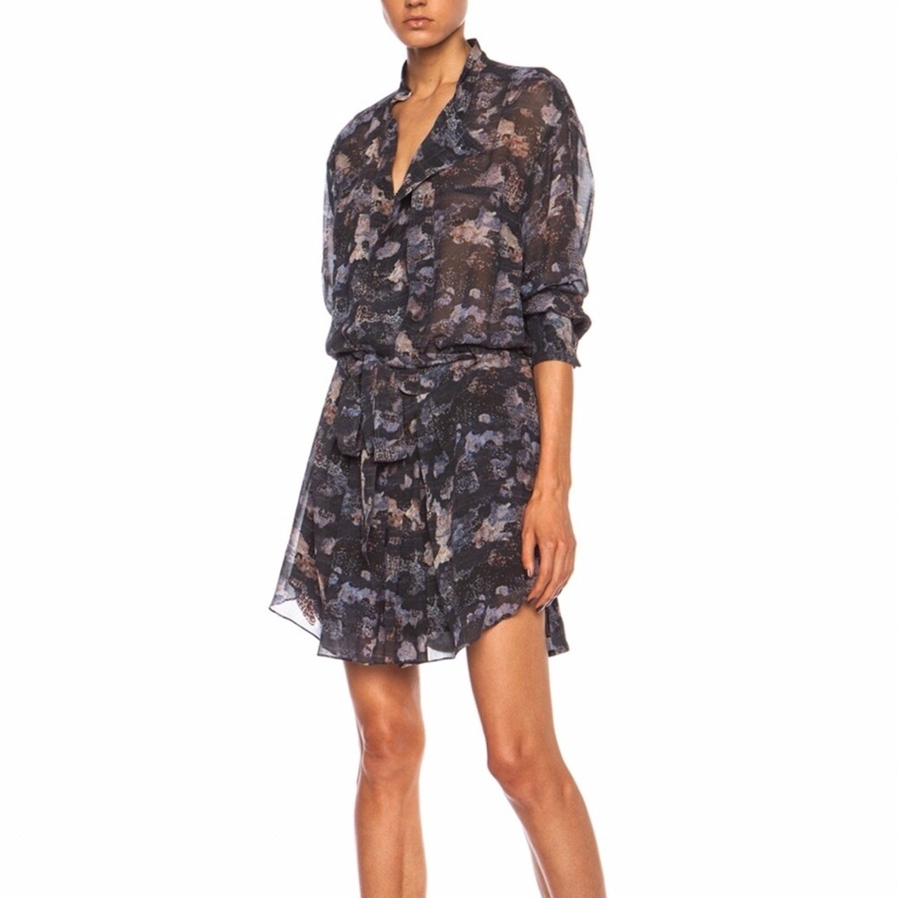 Carla Printed Georgette Belted Silk Dress